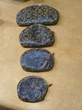 Nesting Chinese-Inspired Paisley Pouches Set Of Four